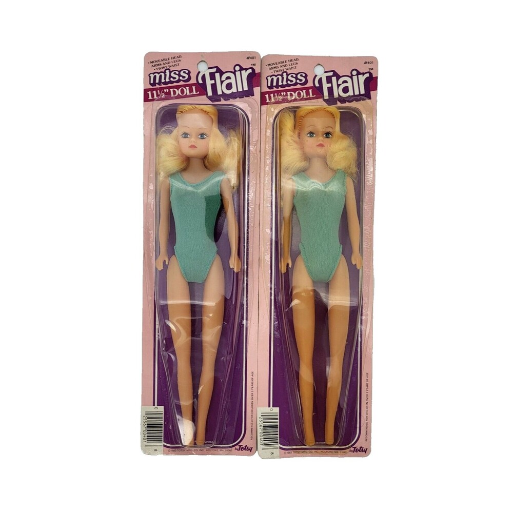 Totsy Miss Flair 11.5” Doll Curly Blonde Hair Swimsuit #401 Clone Lot of 2 Dolls